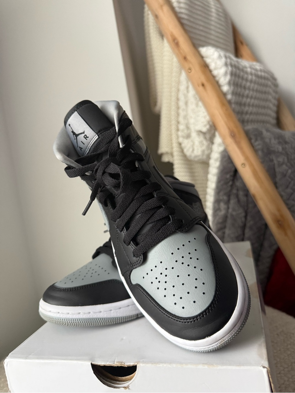 Nike Air Jordan 1 Mid - Black & Grey Women’s Sneakers - Picture 4 of 5